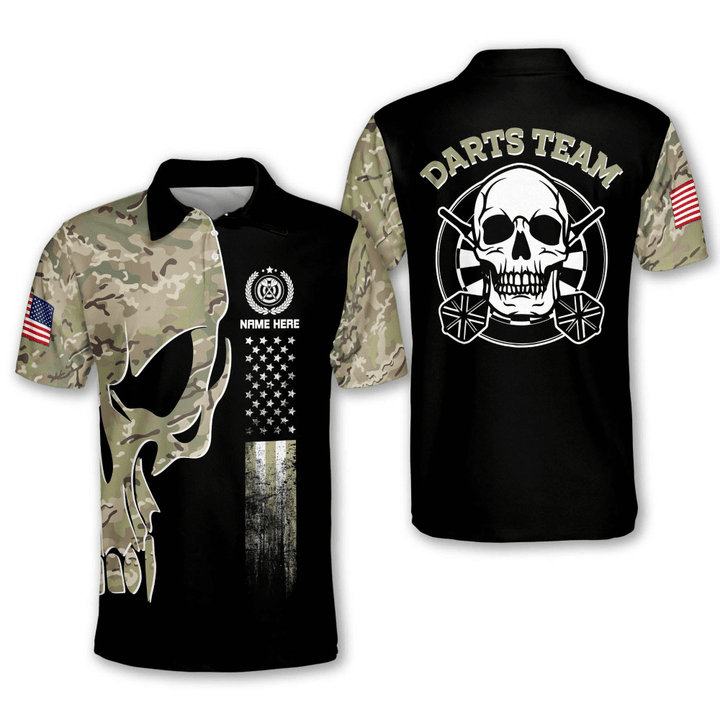 Skull Camo and Personalized Darts Button Polo