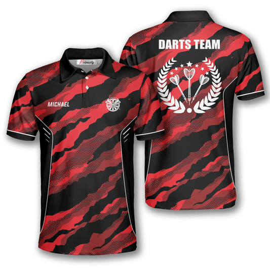 Red Tiger Skin and Personalized Darts Button Polo