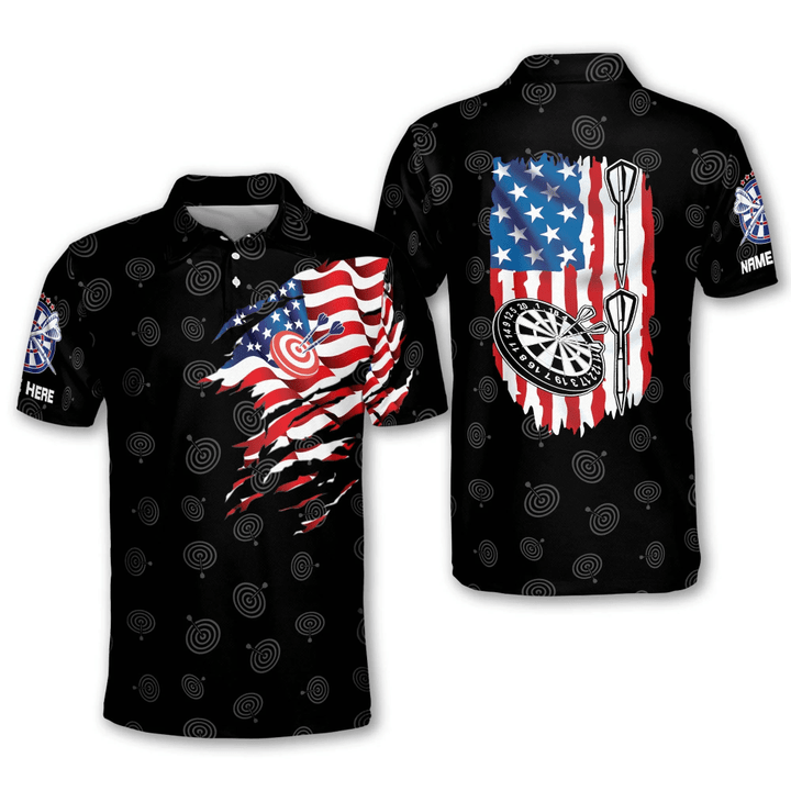 American Flag and Personalized Darts Button Polo