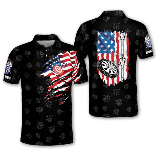 American Flag and Personalized Darts Button Polo
