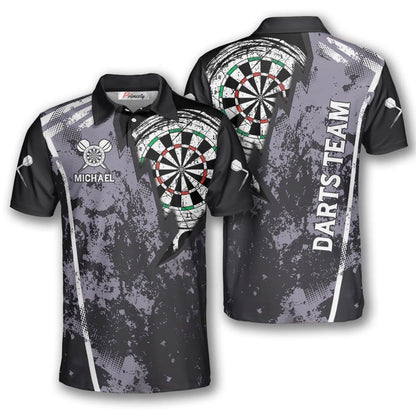 Grunge Lightning and Personalized Darts Button Polo