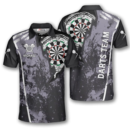Grunge Lightning and Personalized Darts Button Polo