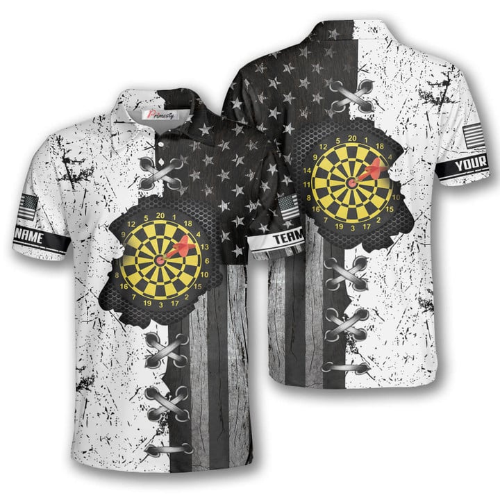 In My Heart Retro Flag and Personalized Darts Button Polo