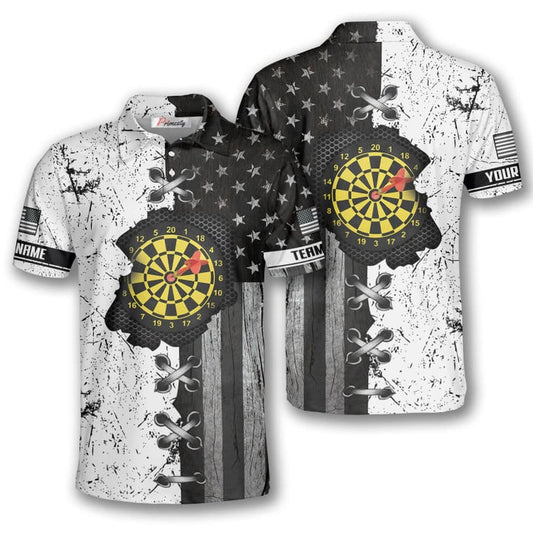In My Heart Retro Flag and Personalized Darts Button Polo