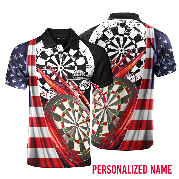 Player American Flag Personalized Darts Button Polo