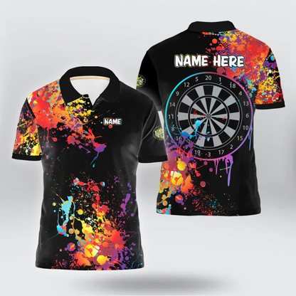 Painted Black Color and Personalized Darts Button Polo