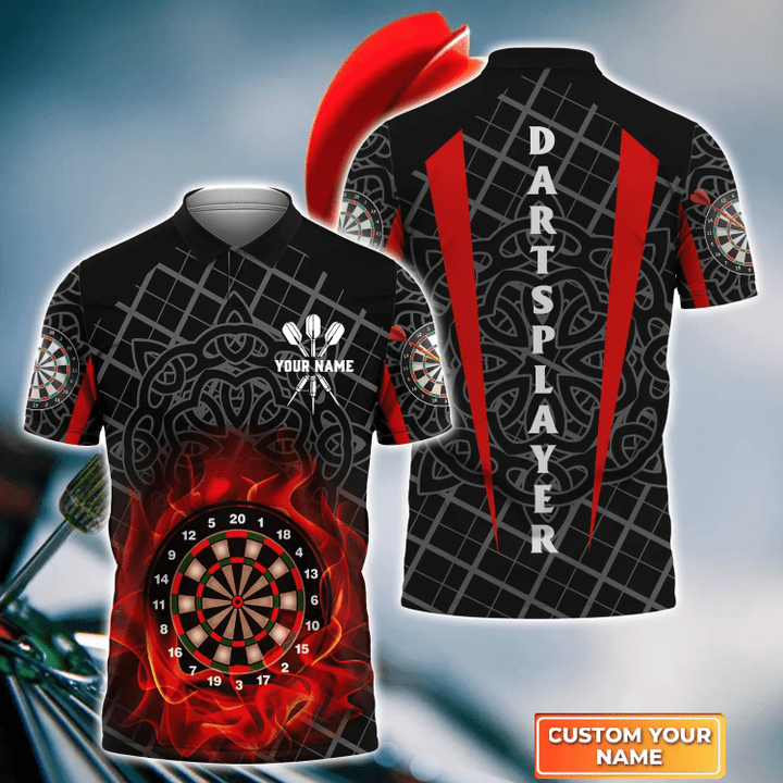 Addict Celtic Pattern Personalized Darts Button Polo — Design 02