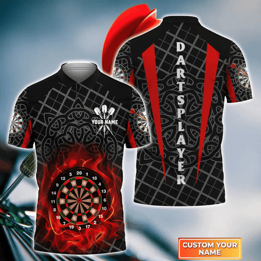 Addict Celtic Pattern Personalized Darts Button Polo — Design 02