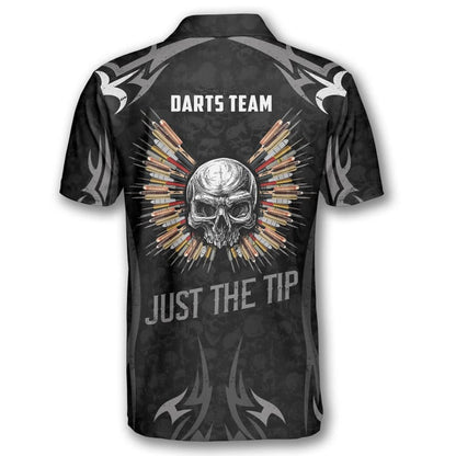 Skull Angel Wings Personalized Darts Button Polo — Design 02