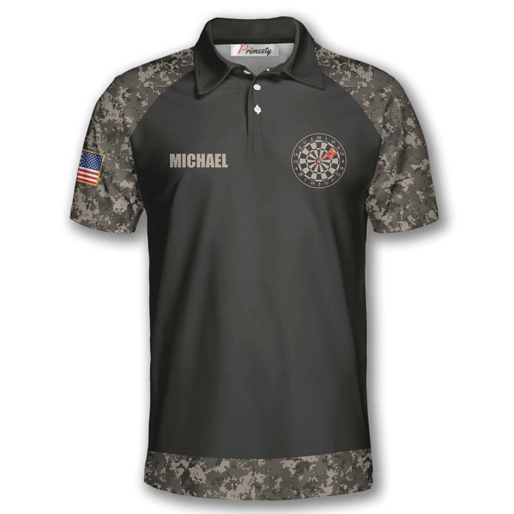 Board Retro Flag Camo and Personalized Darts Button Polo