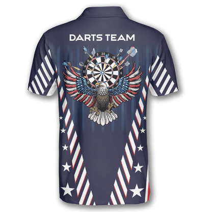 Patriots Athlete Us Flag Pattern and Personalized Darts Button Polo