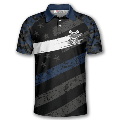 Passionate Blue Camo and Personalized Darts Button Polo