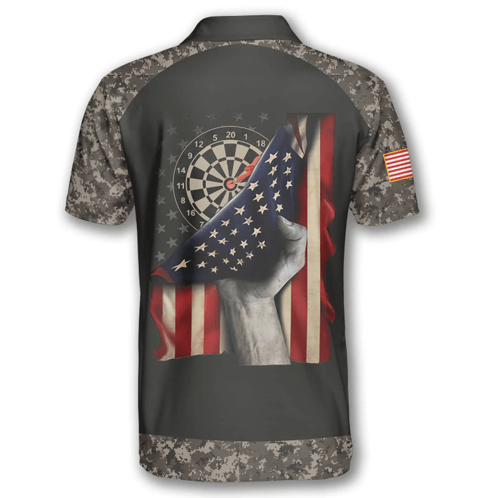 Board Retro Flag Camo and Personalized Darts Button Polo