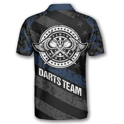 Passionate Blue Camo and Personalized Darts Button Polo