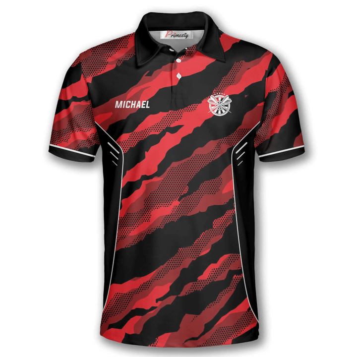 Red Tiger Skin and Personalized Darts Button Polo