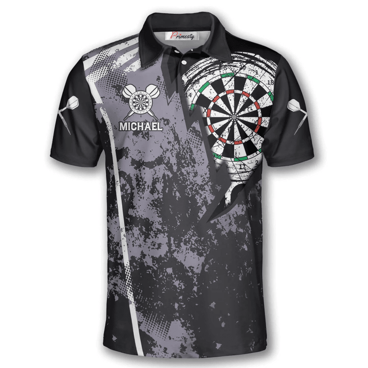 Grunge Lightning and Personalized Darts Button Polo