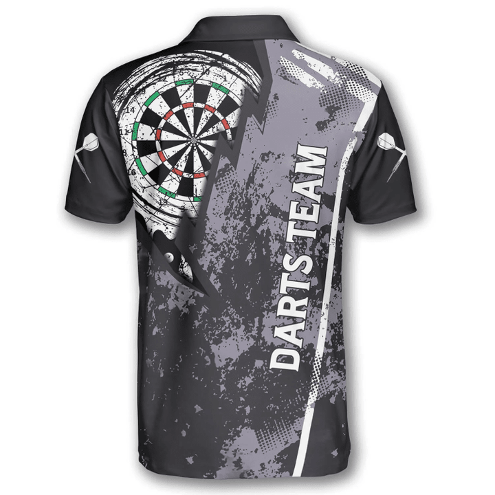 Grunge Lightning and Personalized Darts Button Polo