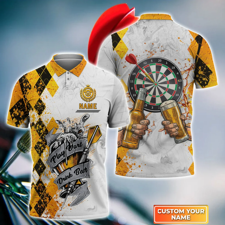 Play Drink Beer Personalized Darts Button Polo