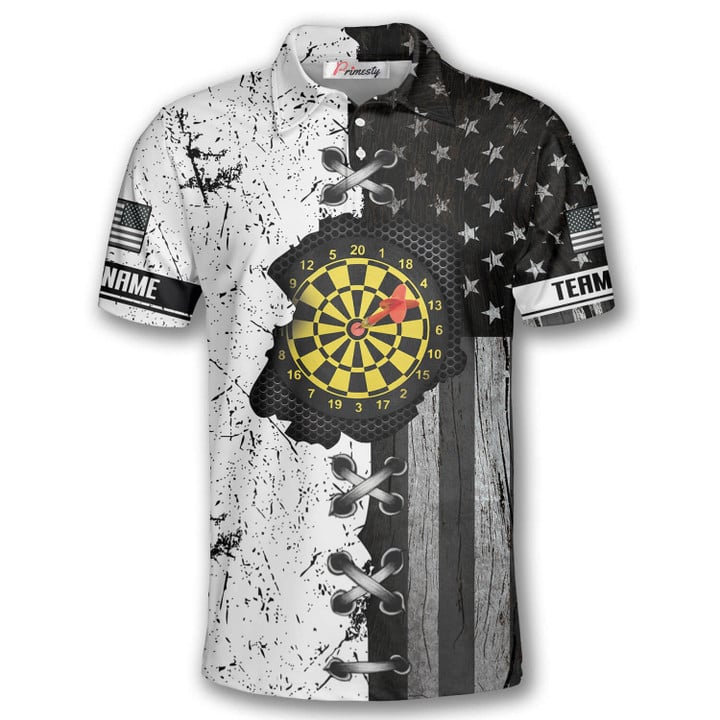 In My Heart Retro Flag and Personalized Darts Button Polo