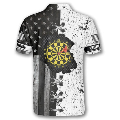 In My Heart Retro Flag and Personalized Darts Button Polo