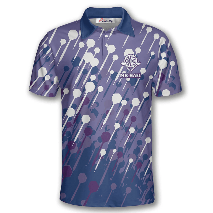 Arrow Pattern Personalized Darts Button Polo — Design 02
