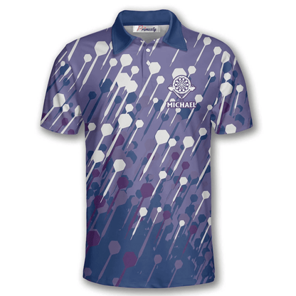 Arrow Pattern Personalized Darts Button Polo — Design 02