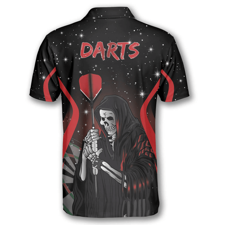 Grim Reaper Stars Personalized Darts Button Polo — Design 02