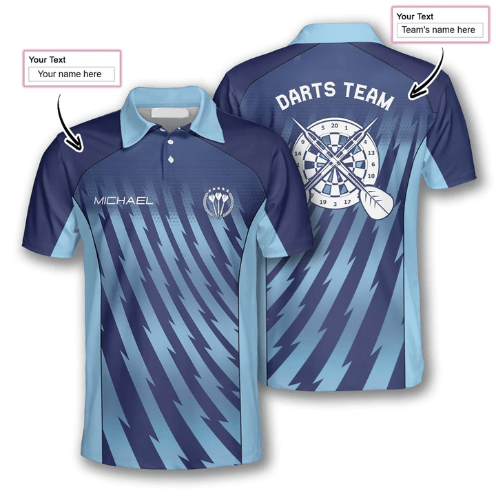 Gradient Blue and Personalized Darts Button Polo