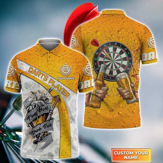 Drink Beer Personalized Darts Button Polo
