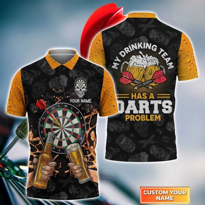 Drinking Team 2 Personalized Darts Button Polo
