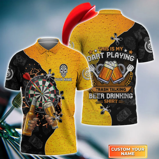 Beer Drinking Personalized Darts Button Polo