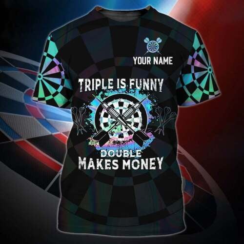 Triple Is Funny Double Makes Money Hello Darkness Personalized Darts Button Polo