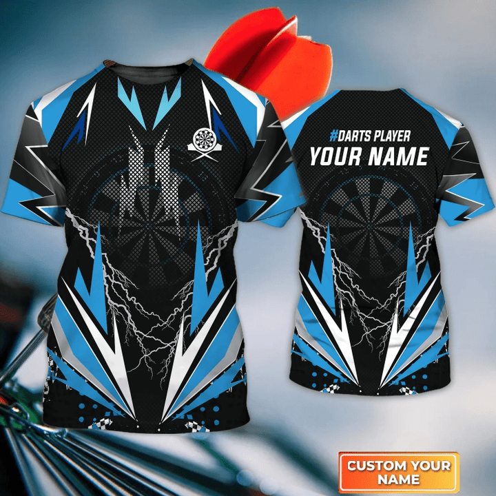 Blue Thunder and Lightning Personalized Darts Button Polo — Design 02