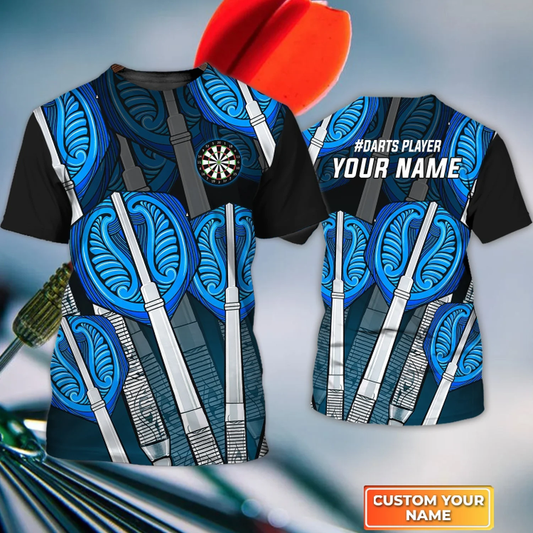 Blue Personalized Darts Button Polo — Design 03