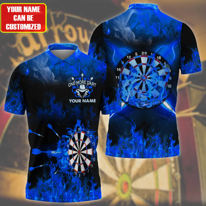 Blue Personalized Darts Button Polo — Design 04