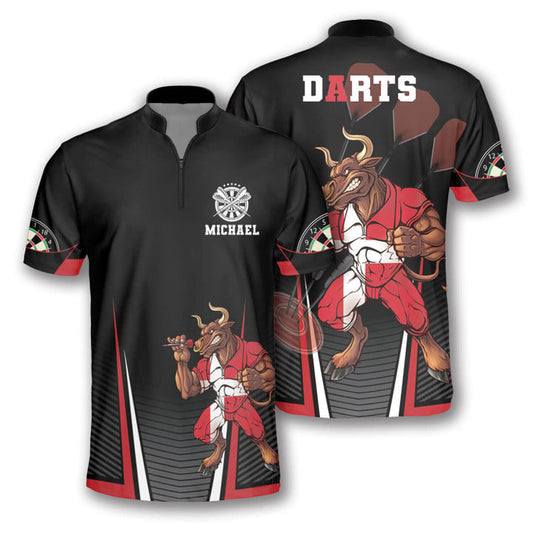 Bull Red Personalized Darts Button Polo