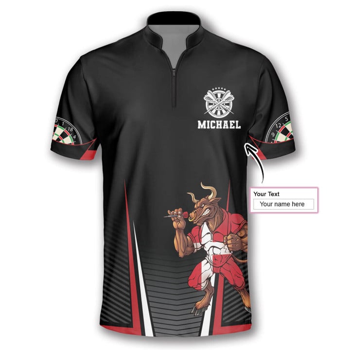 Bull Red Personalized Darts Button Polo