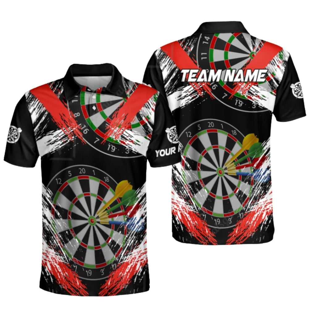 Team Dartboard Black Cyan Personalized Darts Button Polo