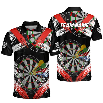 Team Dartboard Black Cyan Personalized Darts Button Polo