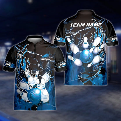 Custom Flaming Ball Bowling Jersey Mens, Custom Flame Bowling Team Shirts BZ0127