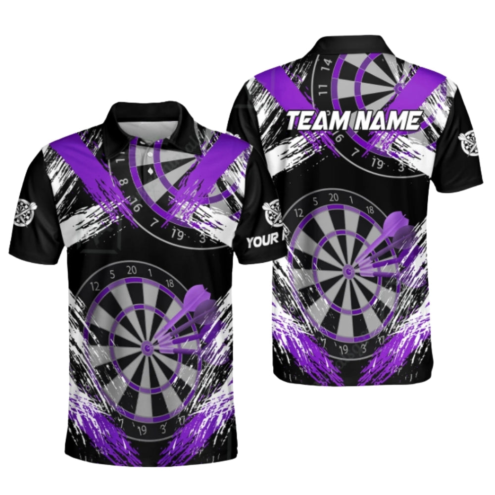 Team Dartboard Black Cyan Personalized Darts Button Polo