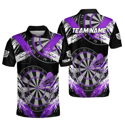 Team Dartboard Black Cyan Personalized Darts Button Polo