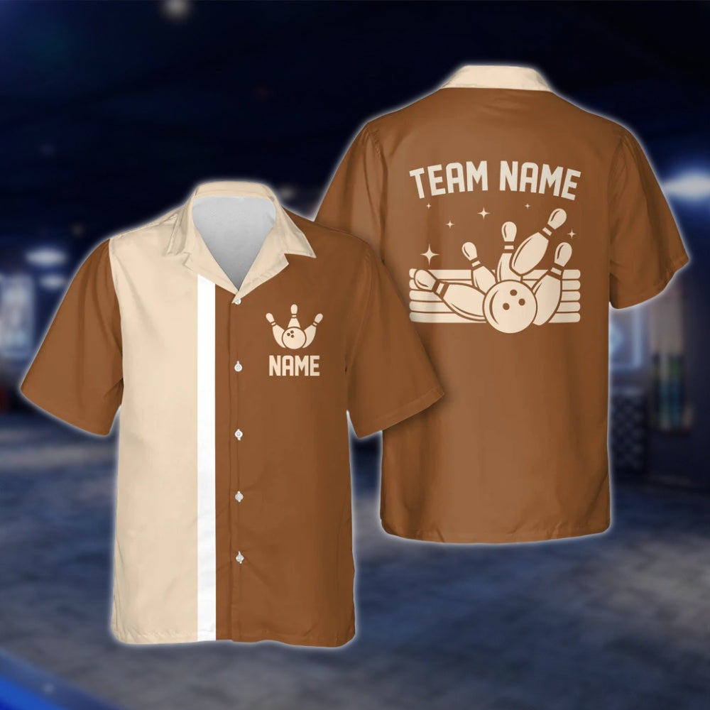Red And Beige Custom Vintage Hawaiian Bowling Shirt For Men And Women, Custom Vintage Bowling Shirts For Team BE0010