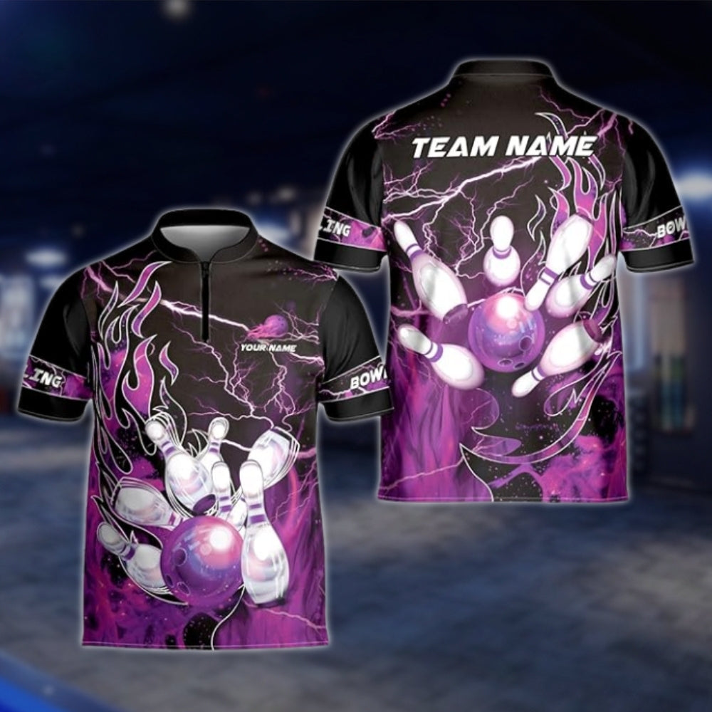 Custom Flaming Ball Bowling Jersey Mens, Custom Flame Bowling Team Shirts BZ0127