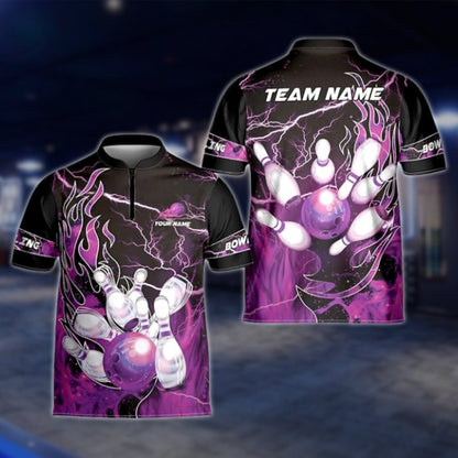 Custom Flaming Ball Bowling Jersey Mens, Custom Flame Bowling Team Shirts BZ0127