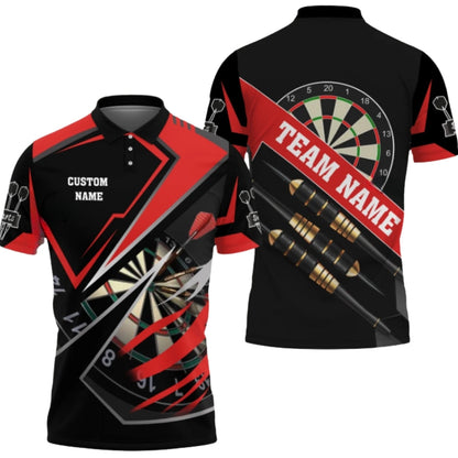 Team Black and Grey Personalized Darts Button Polo