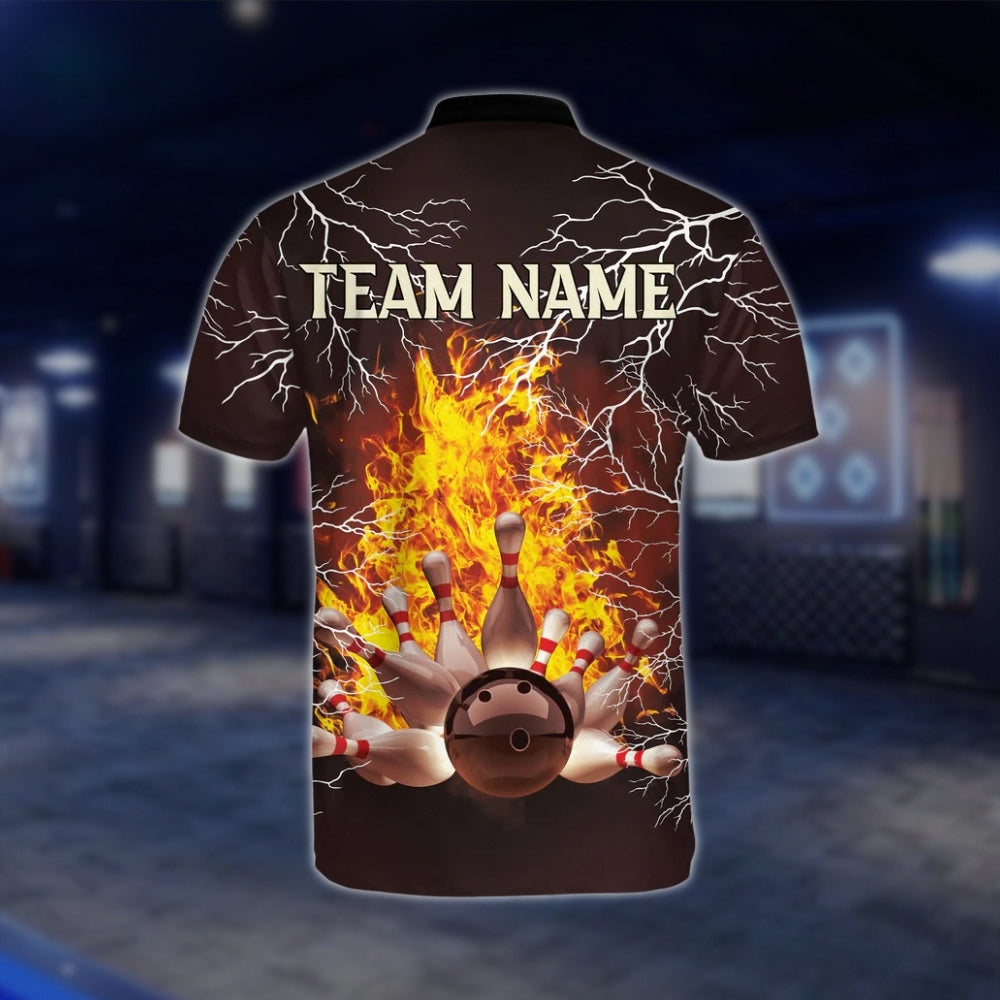 Fire Thunder Custom Bowling Jersey For Mens, Custom Flame Bowling Shirts For Team BZ0126
