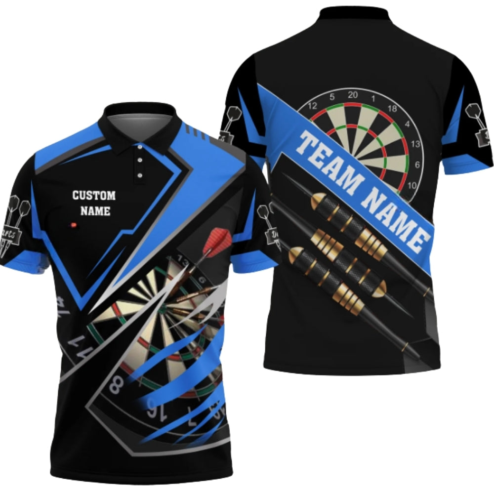 Team Black and Grey Personalized Darts Button Polo