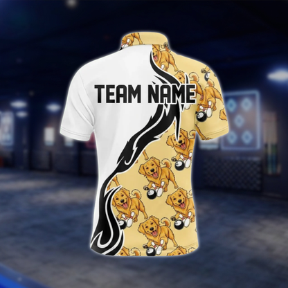 Golden Retriever Custom Mens Bowling Polo Shirt, Custom Dog Lover Bowling Team Shirts BZ0485
