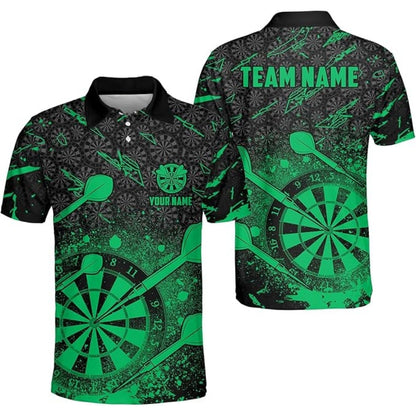 Black Red Team Mens Personalized Darts Button Polo